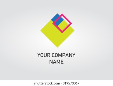 Abstract geometric vector logo with green element