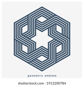 Abstract geometric vector logo isolated on white, linear graphic design modern style symbol, line art geometrical shape emblem or icon.