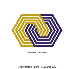Abstract geometric vector logo isolated on white, linear graphic design modern style symbol, line art geometrical shape emblem or icon.