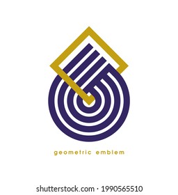 Resumen del logotipo de vector geométrico aislado en blanco, diseño gráfico lineal, símbolo de estilo moderno, símbolo de forma geométrica de línea de arte o icono.