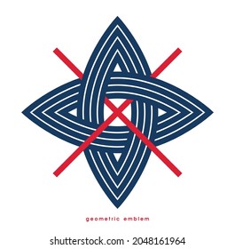 Abstract geometric vector logo isolated on white, linear graphic design modern style symbol, line art geometrical shape emblem or icon.