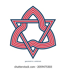 Abstract geometric vector logo isolated on white, linear graphic design modern style symbol, line art geometrical shape emblem or icon.