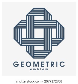 Abstract geometric vector logo isolated on white, linear graphic design modern style symbol, line art geometrical shape emblem or icon.