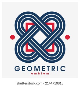 Abstract geometric vector logo isolated on white, linear graphic design modern style symbol, line art geometrical shape emblem or icon.