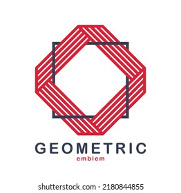 Abstraktes geometrisches Vektorlogo einzeln auf Weiß, lineares grafisches Design Symbol im modernen Stil, Linien-Art geometrisches Formzeichen oder Symbol.