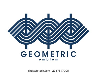 Abstract geometric vector logo isolated on white, linear graphic design modern style symbol, line art geometrical shape emblem or icon.