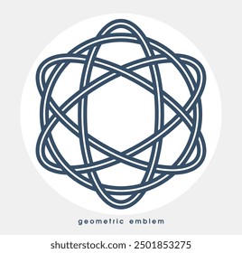 Abstract geometric vector logo isolated on white, linear graphic design modern style symbol, line art geometrical shape emblem or icon.
