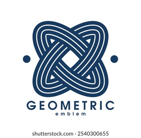 Abstract geometric vector logo isolated on white, linear graphic design modern style symbol, line art geometrical shape emblem or icon.