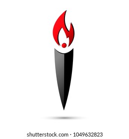 Abstract geometric vector logo torch. Red torch