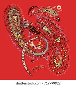 Abstract geometric  vector paisley pattern. Traditional oriental ornament. Textile design.