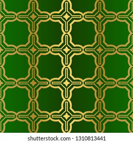 Abstract Geometric Vector Paper For Scrapbook. Seamless. Green gold luxury color.