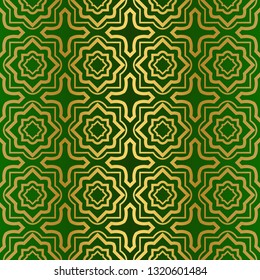 Abstract Geometric Vector Paper For Scrapbook. Seamless. Green gold luxury color.