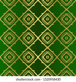 Abstract Geometric Vector Paper For Scrapbook. Seamless. Green gold luxury color.