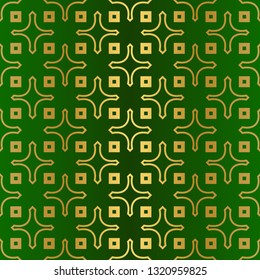Abstract Geometric Vector Paper For Scrapbook. Seamless. Green gold luxury color.