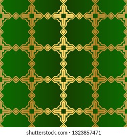 Abstract Geometric Vector Paper For Scrapbook. Seamless. Green gold luxury color.