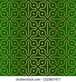 Abstract Geometric Vector Paper For Scrapbook. Seamless. Green gold luxury color.
