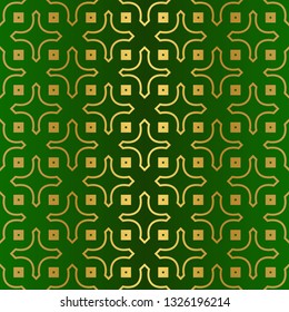 Abstract Geometric Vector Paper For Scrapbook. Seamless. Green gold luxury color.