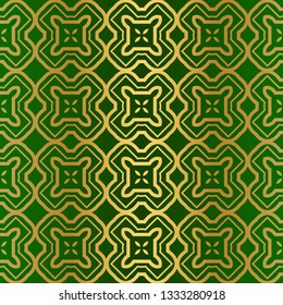 Abstract Geometric Vector Paper For Scrapbook. Seamless. Green gold luxury color.