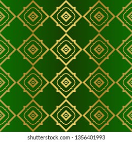 Abstract Geometric Vector Paper For Scrapbook. Seamless. Green gold luxury color.