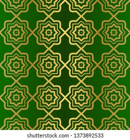 Abstract Geometric Vector Paper For Scrapbook. Seamless. Green gold luxury color.