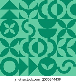 Abstract geometric vector pattern. Agriculture. Plant ornament, green leaves. Fresh organic concept background