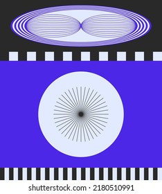 Abstract geometric vector pattern design with simple shapes and bright and vivid colors. Geometrical composition, useful for web design, business card, invitation, poster, textile print, background.