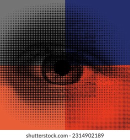 Abstract geometric vector pattern of human eye with transition effect. Geometrical composition, useful for web design, business card, invitation, poster, textile print, background.
