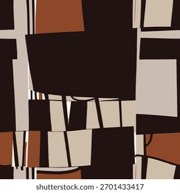 Padrão vetorial geométrico abstrato com retângulos em camadas em tons terra