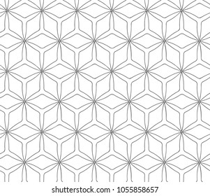 Abstract geometric vector pattern with lines, rhombuses, hexahedrons. Bright seamless background.