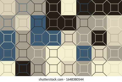 Abstract geometric vector pattern made with simple shapes and pastel vintage colors. Geometrical composition 