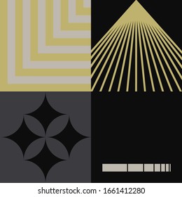 Abstract geometric vector pattern made with simple shapes and pastel vintage colors. Geometrical composition, useful for web design, business card, invitation, poster, textile print, background.