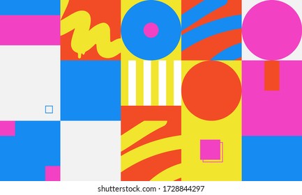 Abstract geometric vector pattern made with simple shapes and graffiti elements. Geometrical composition, useful for web design, business card, invitation, poster, textile print, background.