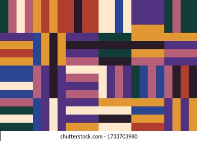Abstract geometric vector pattern made with simple shapes and bright and vivid colors. Geometrical composition, useful for web design, business card, invitation, poster, textile print, background.