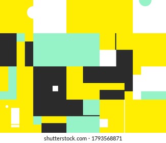 Abstract geometric vector pattern made with simple shapes and bright and vivid colors. Geometrical composition, useful for web design, business card, invitation, poster, textile print, background.