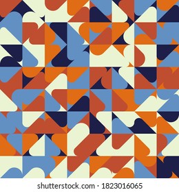 Abstract geometric vector pattern made with simple shapes and bright and vivid colors. Geometrical composition, useful for web design, business card, invitation, poster, textile print, background.