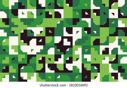 Abstract geometric vector pattern made with simple shapes and bright and vivid colors. Geometrical composition, useful for web design, business card, invitation, poster, textile print, background.