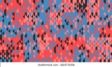 Abstract geometric vector pattern made with simple shapes and bright and vivid colors. Geometrical composition, useful for web design, business card, invitation, poster, textile print, background.