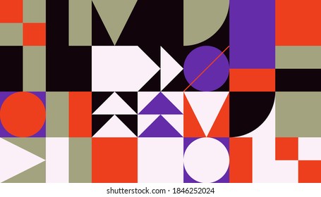 Abstract geometric vector pattern made with simple shapes. Geometrical compositixon, useful for web design, business card, invitation, poster, textile print, background.