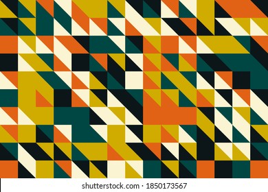 Abstract geometric vector pattern made with simple shapes and bright and vivid colors. Geometrical composition, useful for web design, business card, invitation, poster, textile print, background.