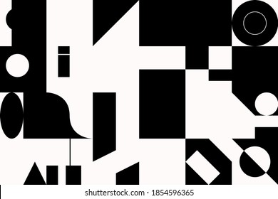 Abstract geometric vector pattern made with simple shapes and bright and vivid colors. Geometrical composition, useful for web design, business card, invitation, poster, textile print, background.