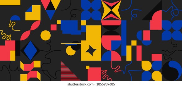Abstract geometric vector pattern made with simple shapes. Geometrical compositixon, useful for web design, business card, invitation, poster, textile print, background.
