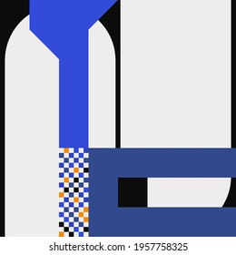 Abstract geometric vector pattern made with simple shapes and bright and vivid colors. Geometrical composition, useful for web design, business card, invitation, poster, textile print, background.