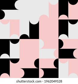Abstract geometric vector pattern made with simple shapes and bright and vivid colors. Geometrical composition, useful for web design, business card, invitation, poster, textile print, background.