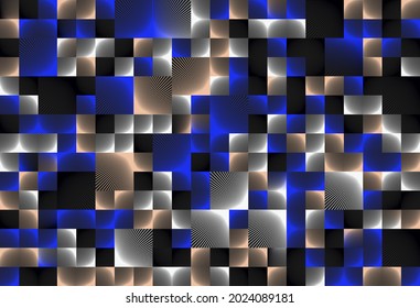 Abstract geometric vector pattern made with simple shapes and bright and vivid colors. Geometrical composition, useful for web design, business card, invitation, poster, textile print, background.