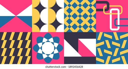 Abstract geometric vector pattern in Neo-Geo style. Layered file.