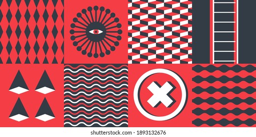 Abstract geometric vector pattern in Neo-Geo style. Layered file.