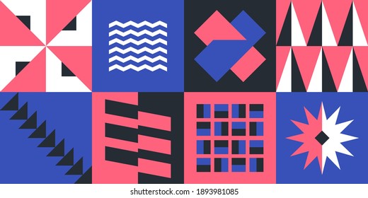 Abstract geometric vector pattern in Neo-Geo style. Layered file.