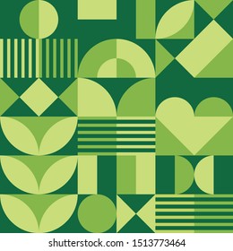 Abstract geometric vector pattern in Scandinavian style. Green agriculture harvest symbol. Backgound illustration graphic design. 