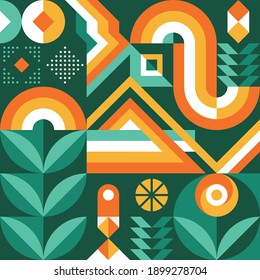 Abstract geometric vector pattern in Scandinavian style. Agriculture symbol. Harvest of garden. Background illustration graphic design. 