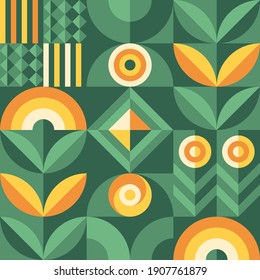 Abstract geometric vector pattern in Scandinavian style. Agriculture symbol. Harvest of garden. Background illustration graphic design. 